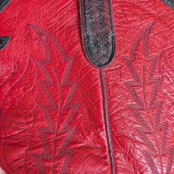 Jurassic Boots Co. Black and Red Leather Cowboy Boots - Picture 5 of 12